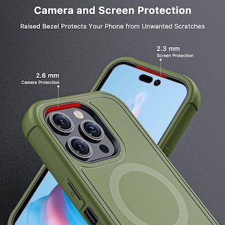 Foto 6 | Funda + Mica Protectora Mybat Maverick Magsafe Clip para Iphone 15 Pro Verde