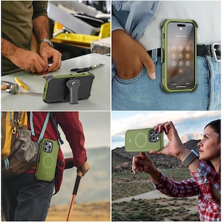 Foto 8 | Funda + Mica Protectora Mybat Maverick Magsafe Clip para Iphone 15 Pro Verde