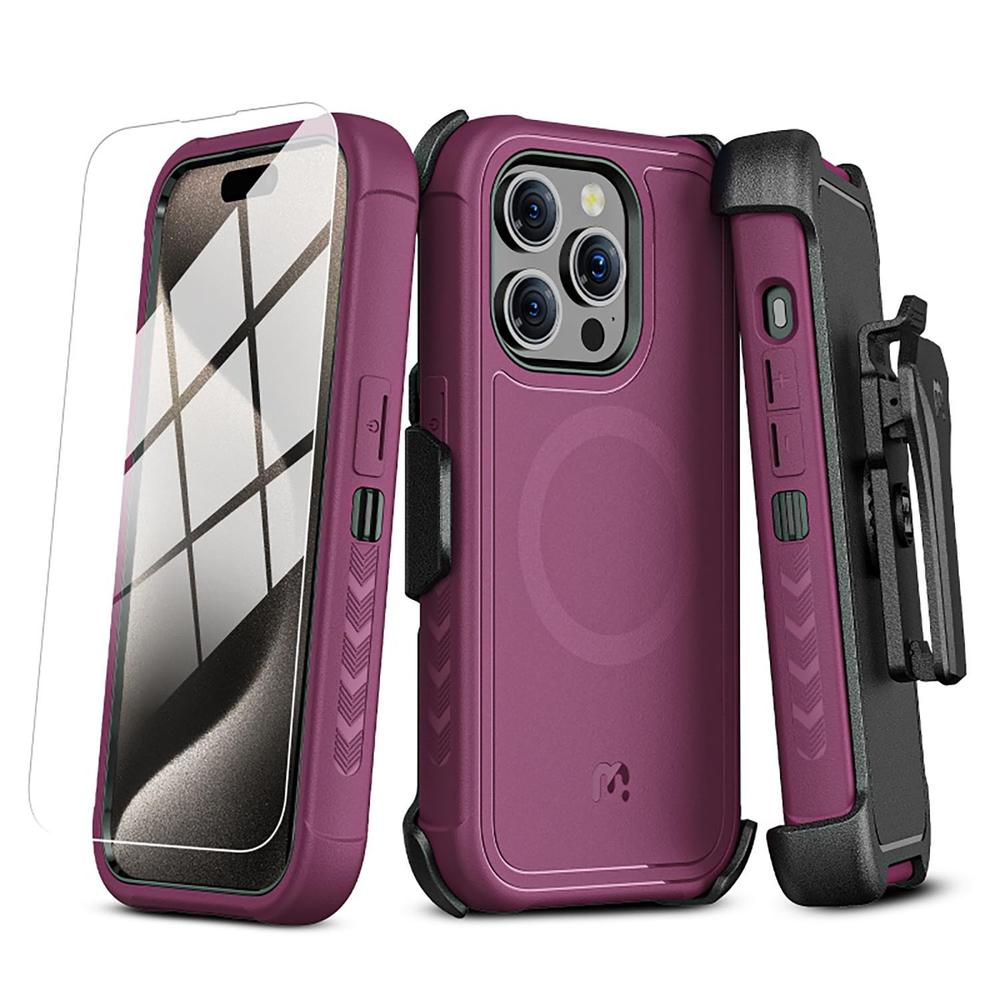 Foto 1 | Funda + Mica Protectora Mybat Maverick Magsafe Clip para Iphone 15 Pro Max