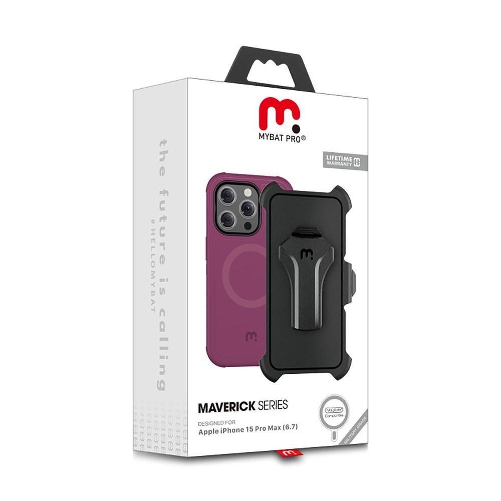 Foto 3 pulgar | Funda + Mica Protectora Mybat Maverick Magsafe Clip para Iphone 15 Pro Max