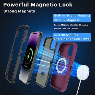 Foto 5 | Funda + Mica Protectora Mybat Maverick Magsafe Clip para Iphone 15 Pro Max