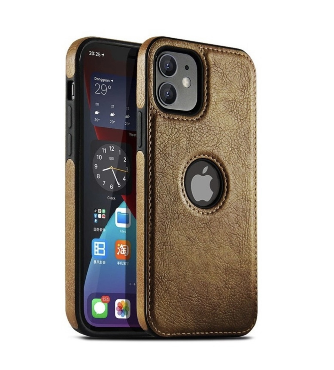 Foto 2 pulgar | Funda para IPhone Tipo Piel Café Leather Case Protector Xs Max