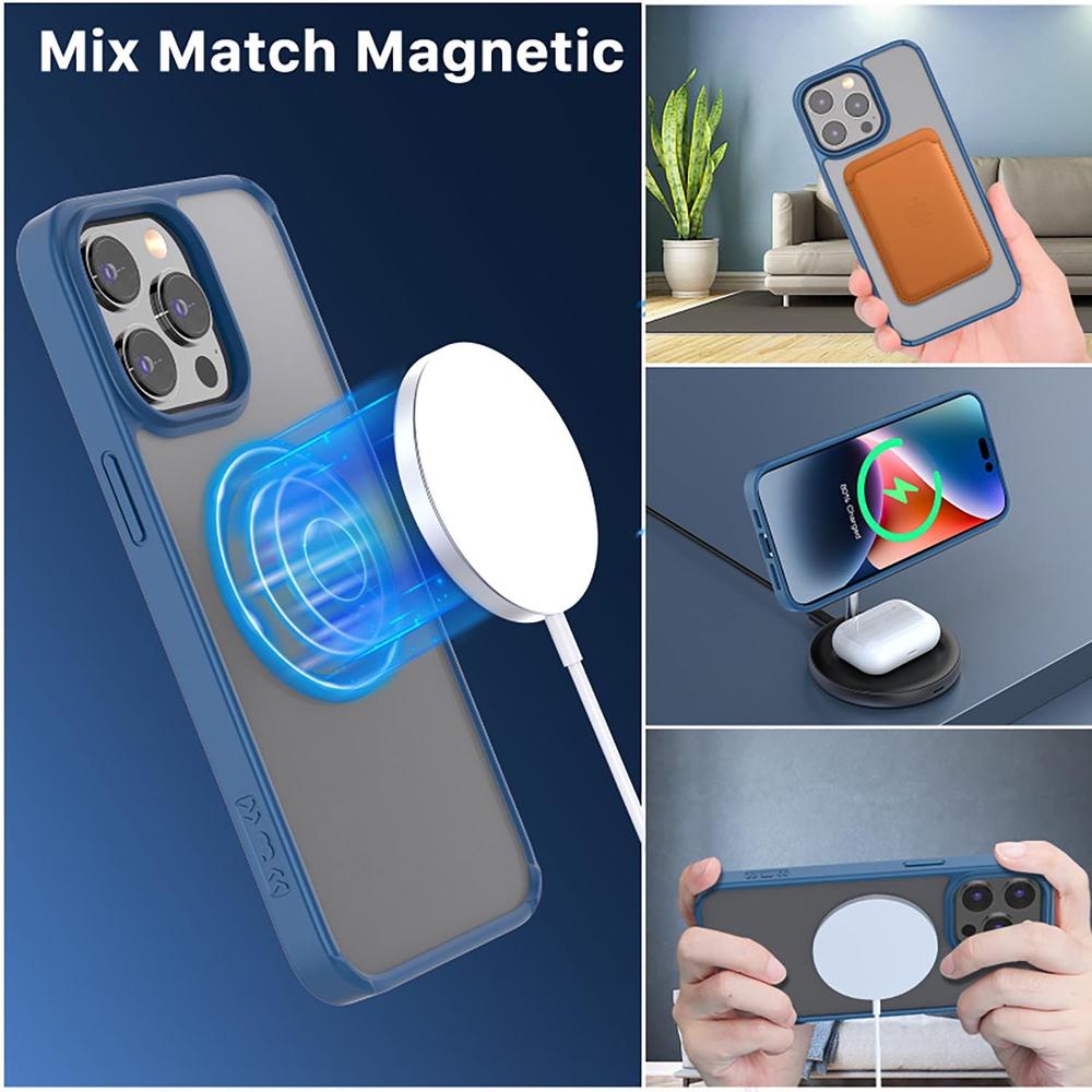 Foto 4 pulgar | Funda Mybat con Magsafe color Azul para iPhone 15 Pro Max