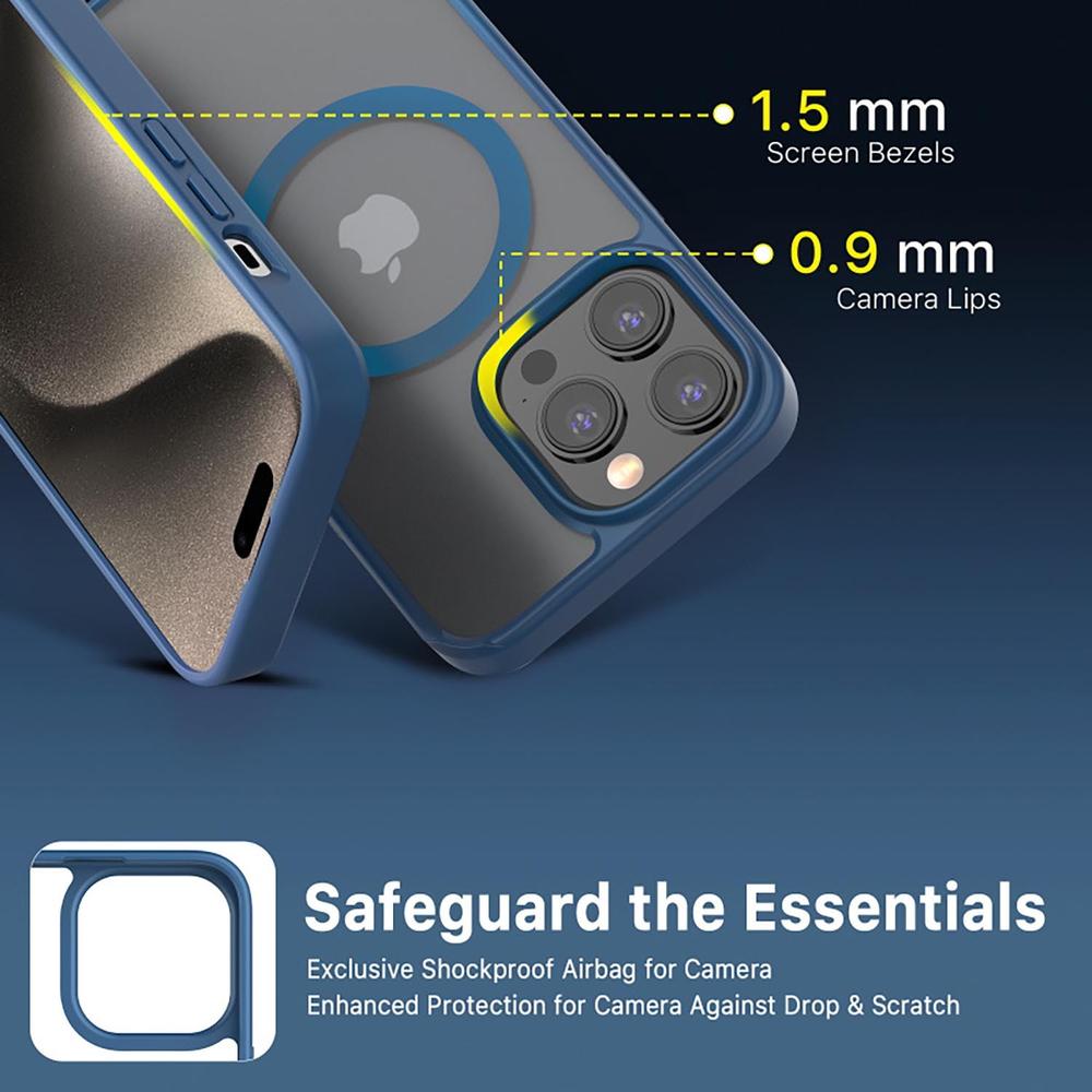 Foto 7 pulgar | Funda Mybat con Magsafe color Azul para iPhone 15 Pro Max
