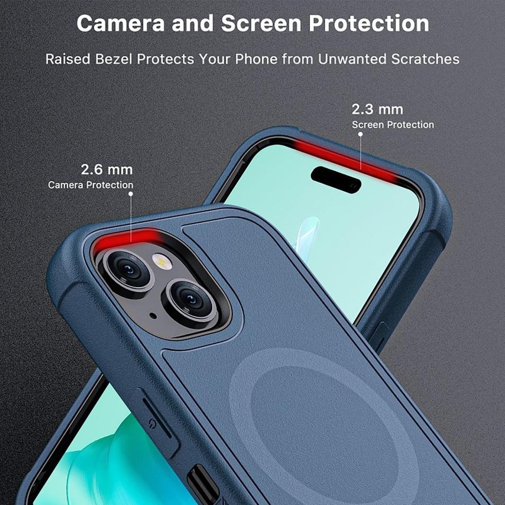 Foto 7 pulgar | Funda + Mica Protectora Mybat Maverick Magsafe Clip Para Iphone 15 Plus Azul