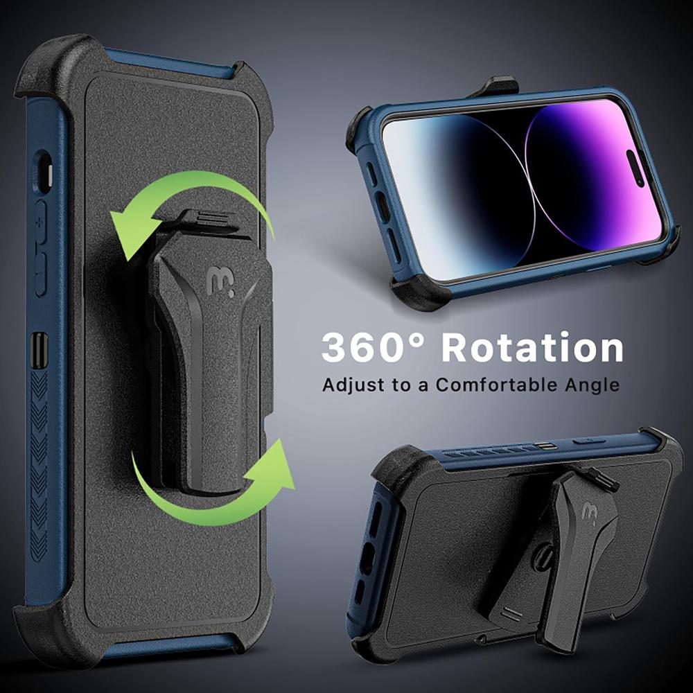 Foto 8 pulgar | Funda + Mica Protectora Mybat Maverick Magsafe Clip Para Iphone 15 Plus Azul
