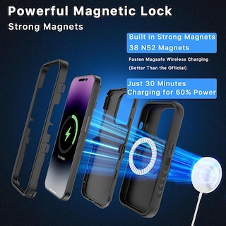 Foto 4 | Funda + Mica Protectora Mybat Maverick Magsafe Clip para Iphone 15 Pro Negra