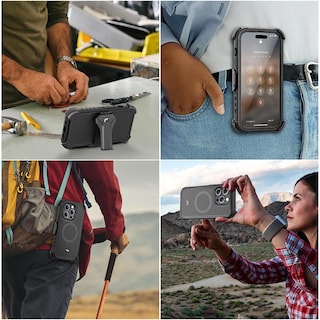 Foto 8 | Funda + Mica Protectora Mybat Maverick Magsafe Clip para Iphone 15 Pro Negra