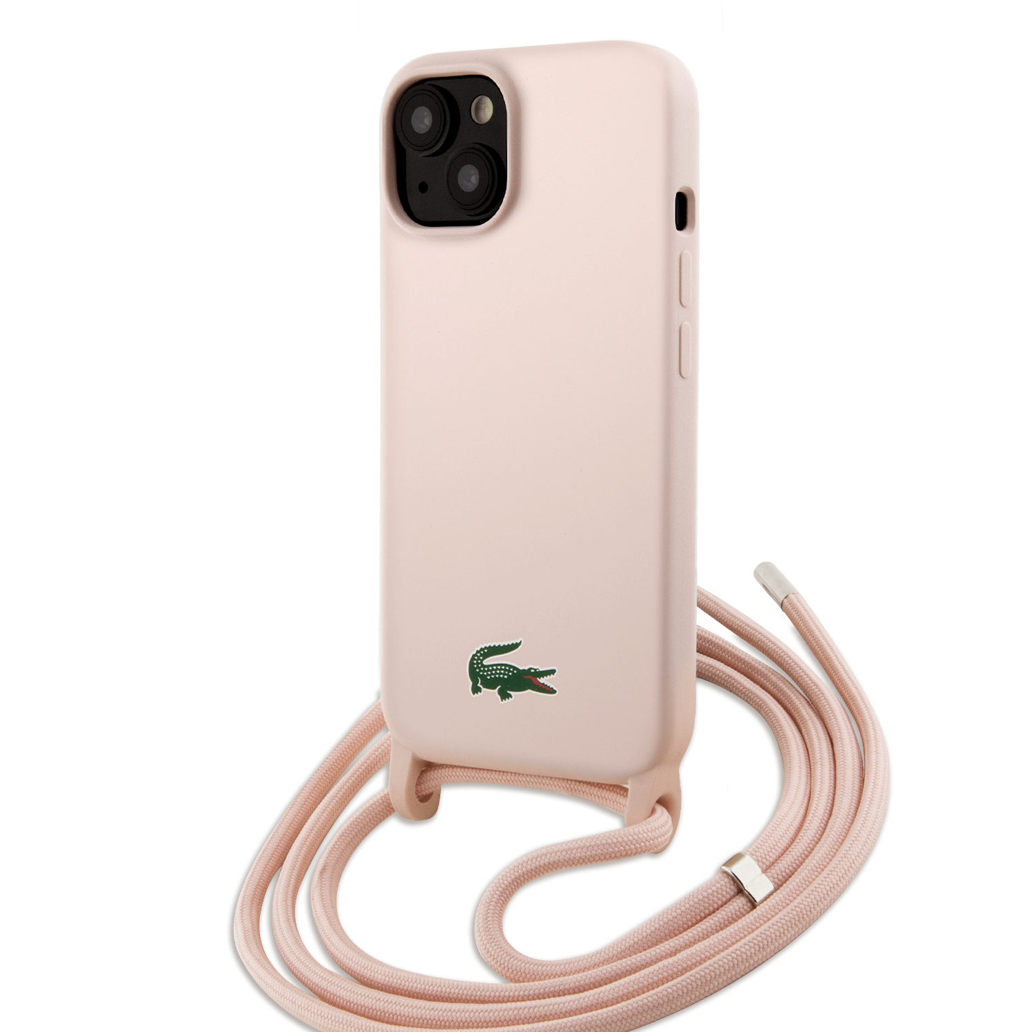 Foto 2 pulgar | Case Lacoste Cross Body Silicon Logo Classic Rosa Para Iphone 15