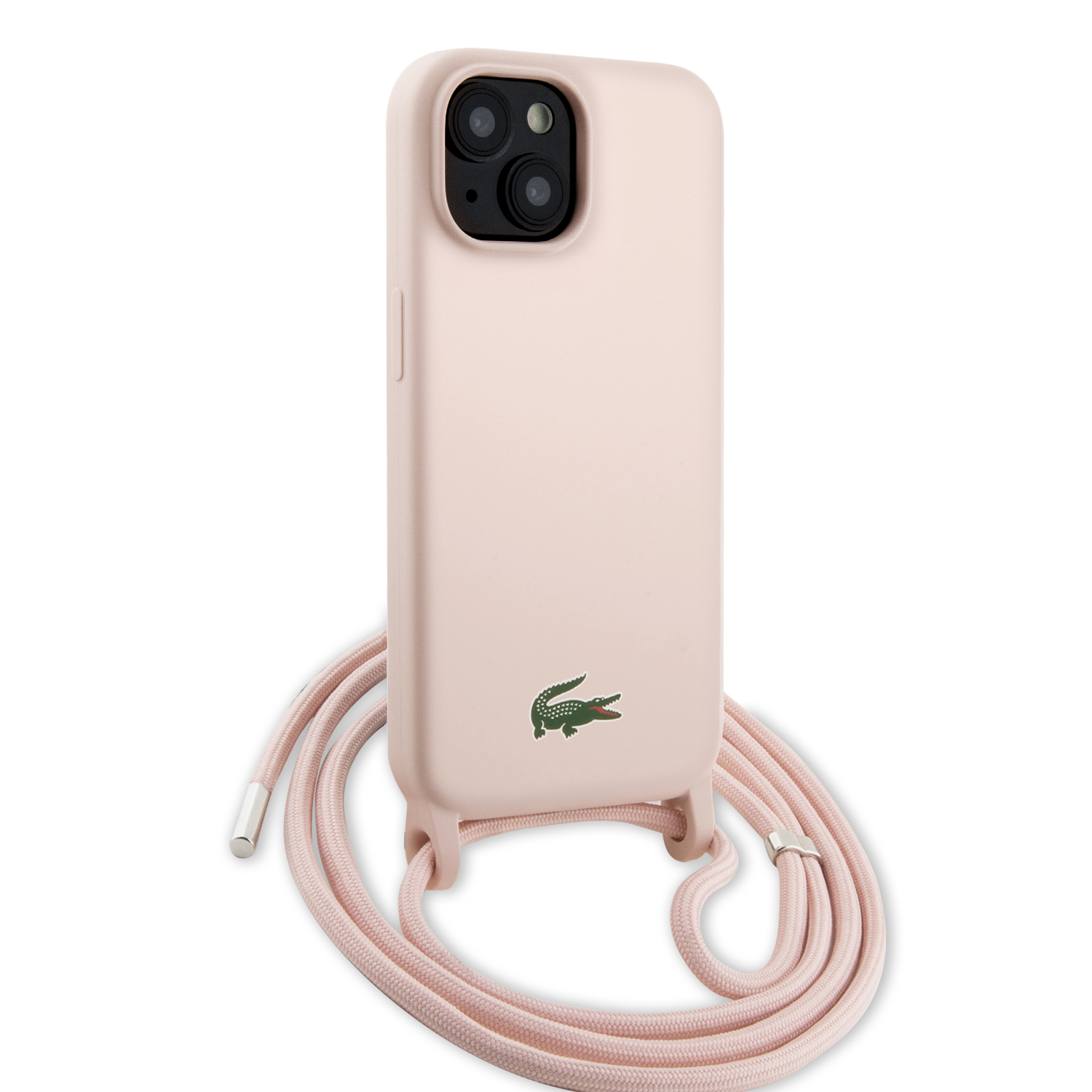 Foto 4 pulgar | Case Lacoste Cross Body Silicon Logo Classic Rosa Para Iphone 15