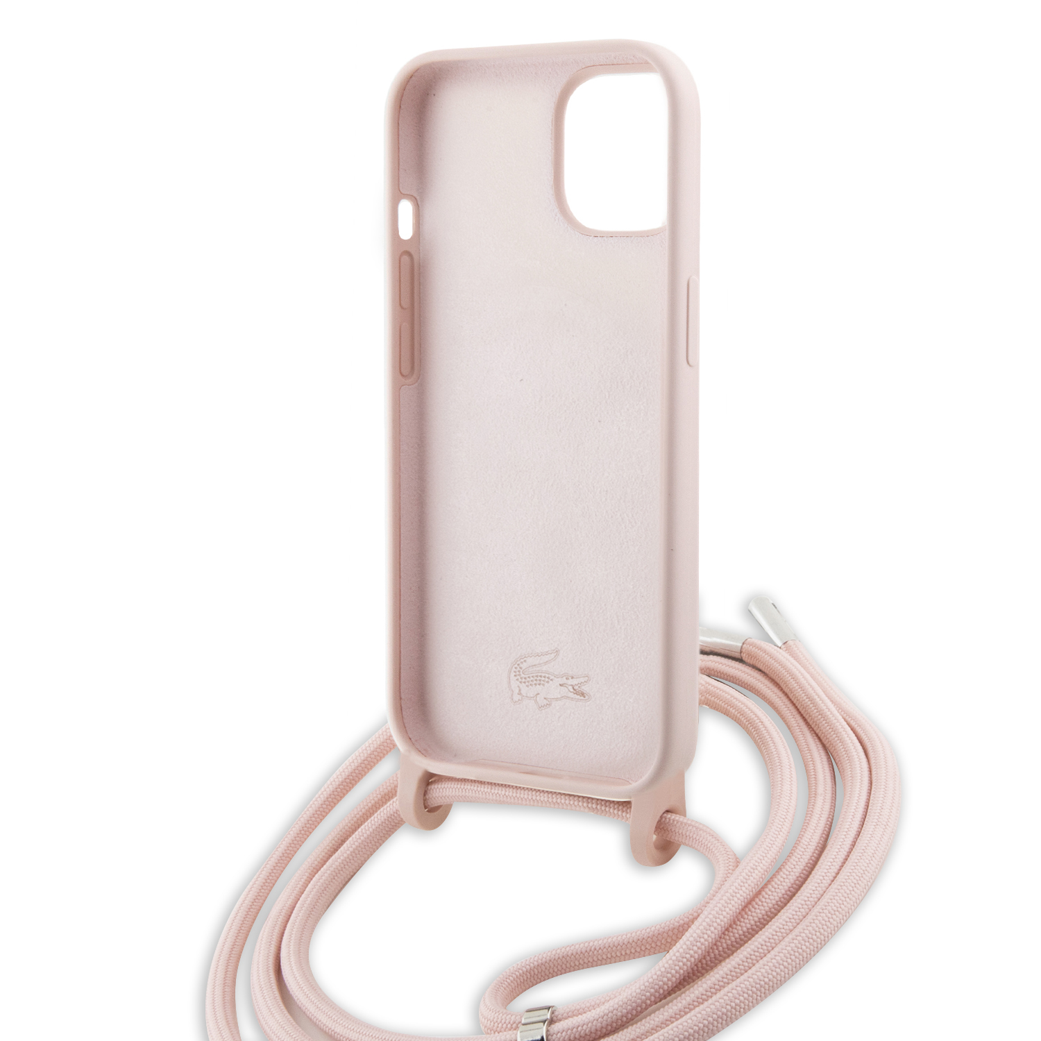 Foto 7 pulgar | Case Lacoste Cross Body Silicon Logo Classic Rosa Para Iphone 15