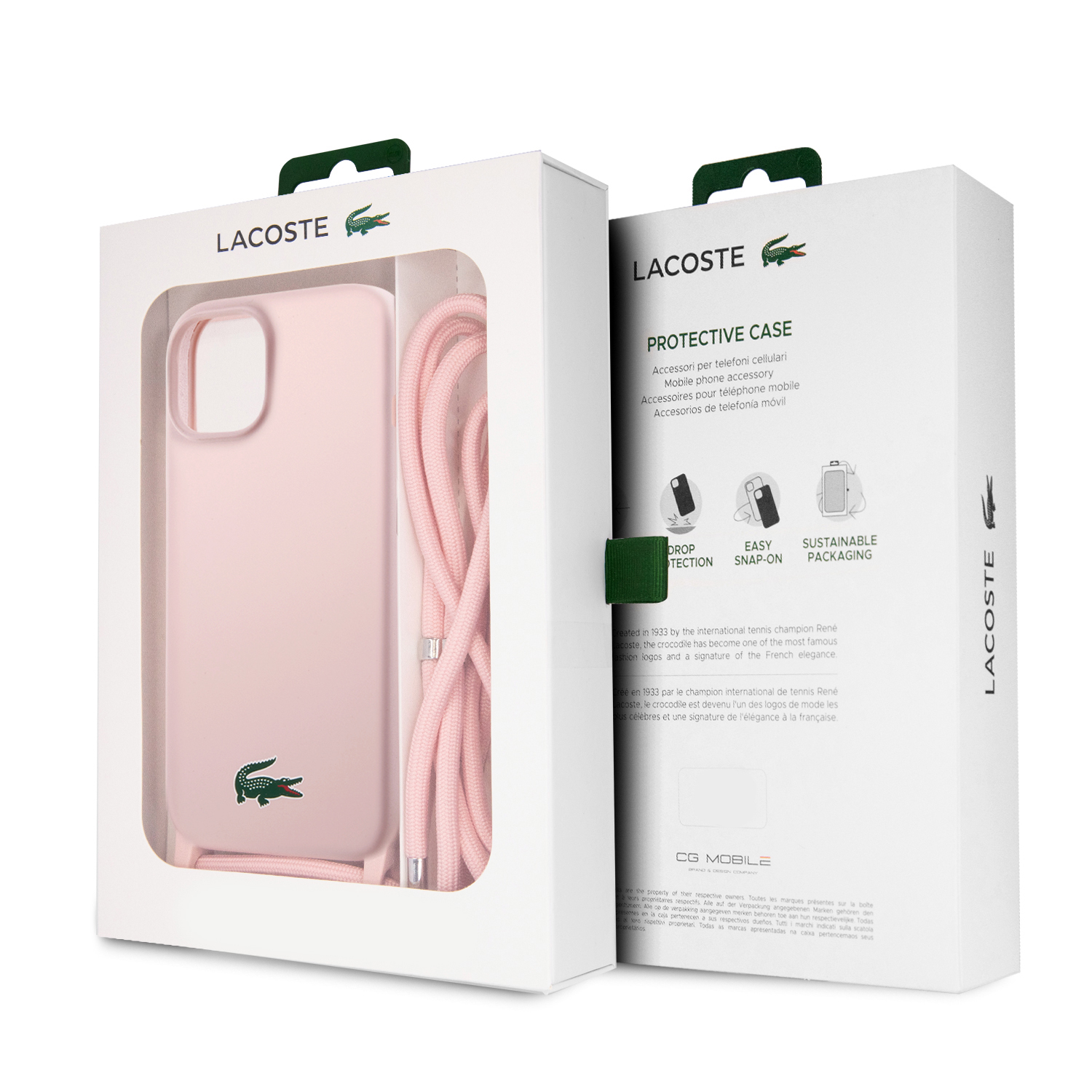Foto 8 pulgar | Case Lacoste Cross Body Silicon Logo Classic Rosa Para Iphone 15