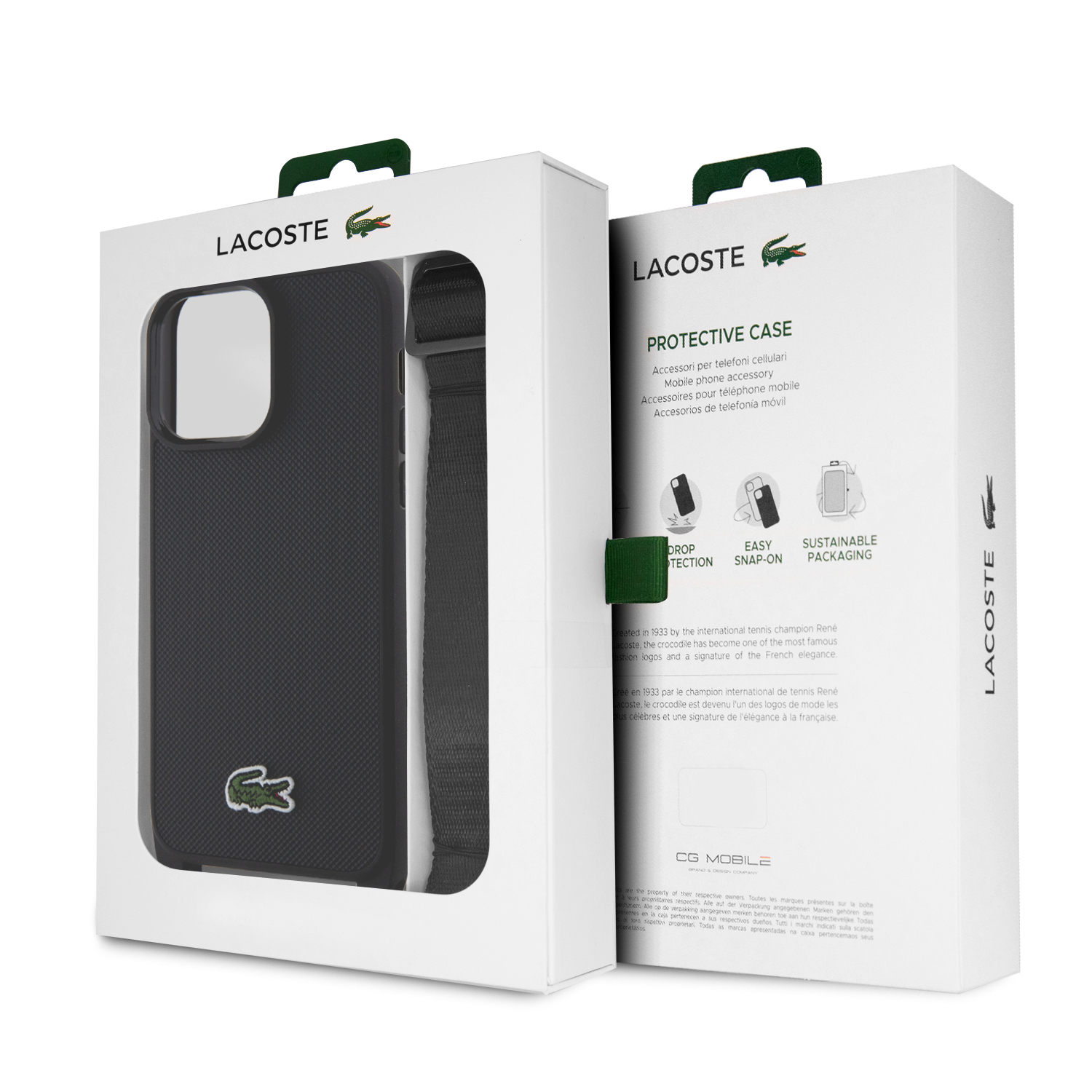 Foto 6 pulgar | Case Lacoste Cross Body Logo Bordado Negro Para Iphone 15 Pro