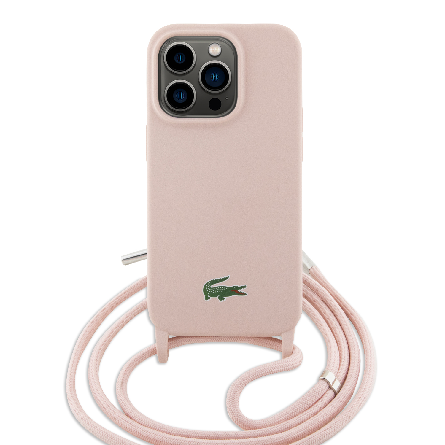 Foto 2 pulgar | Case Lacoste Cross Body Silicon Logo Classic Rosa Para Iphone 15 Pro