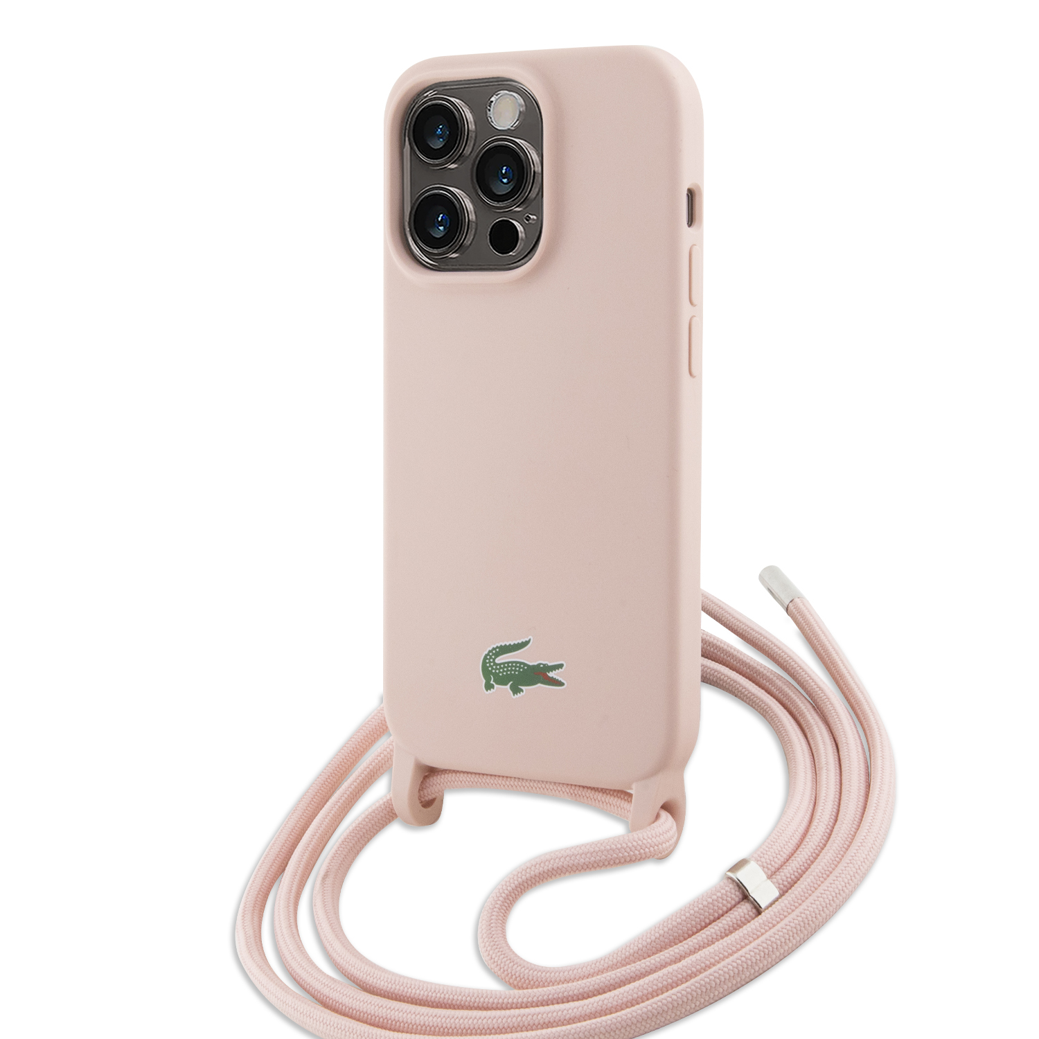 Foto 3 pulgar | Case Lacoste Cross Body Silicon Logo Classic Rosa Para Iphone 15 Pro