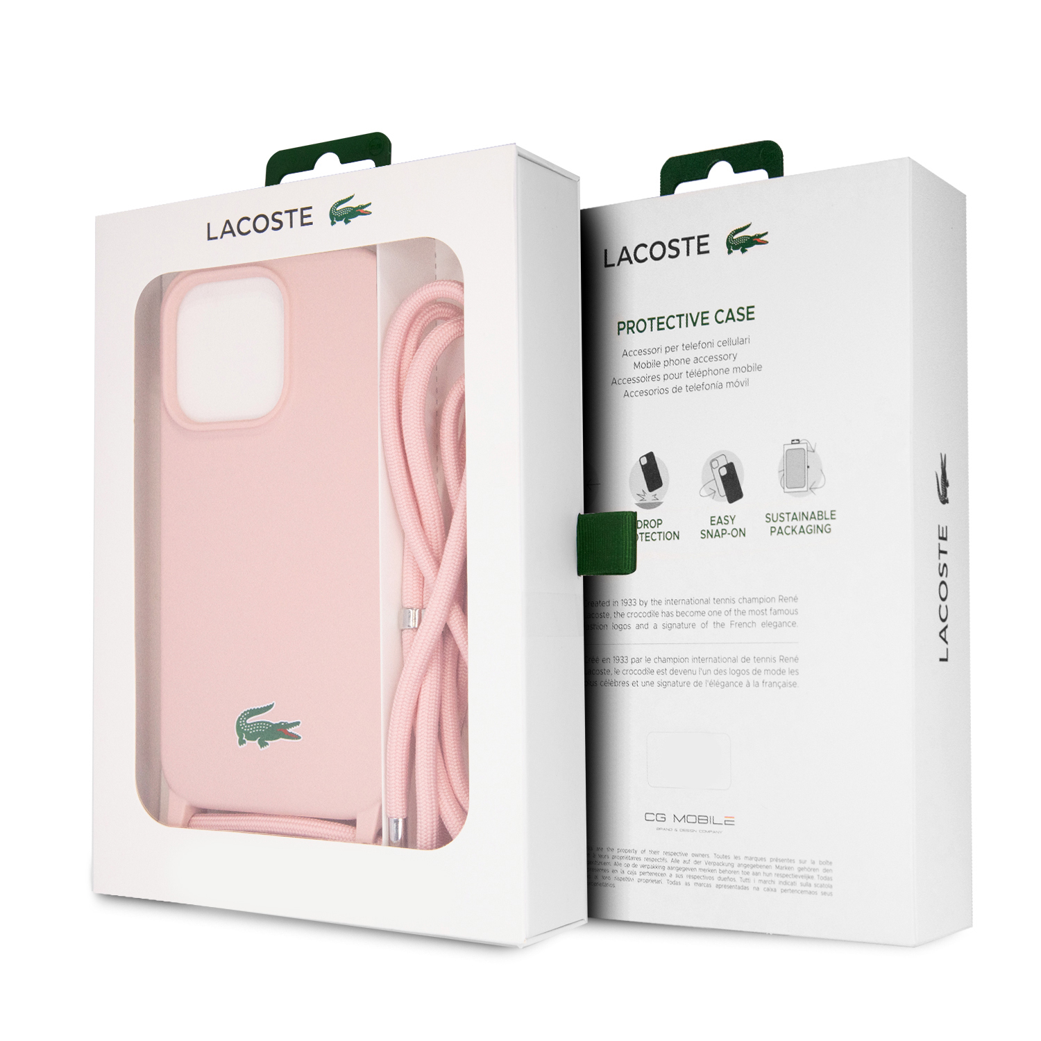 Foto 6 pulgar | Case Lacoste Cross Body Silicon Logo Classic Rosa Para Iphone 15 Pro