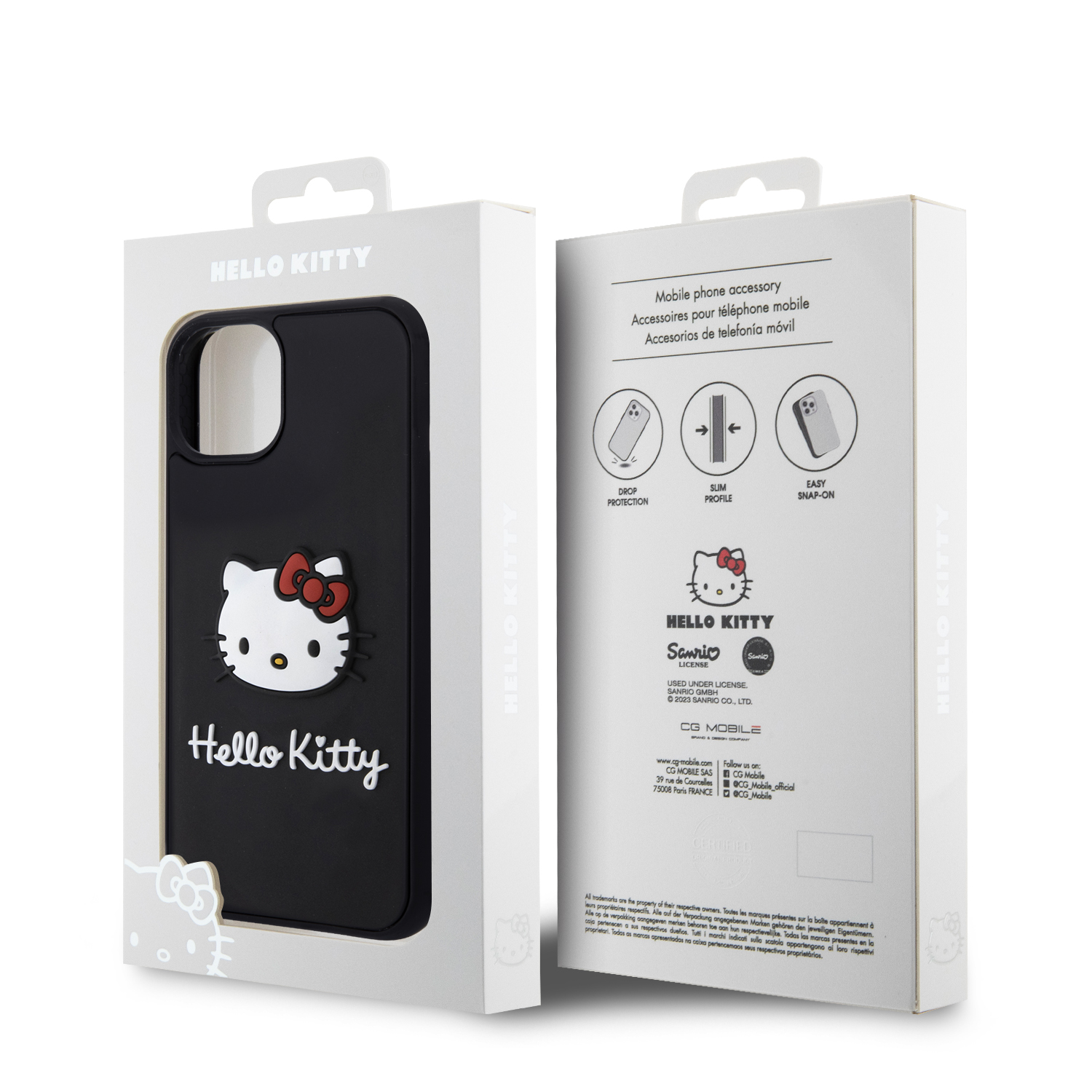 Foto 9 pulgar | Case Hello Kitty Logo 3d Kitty Face Negro Para Iphone 15