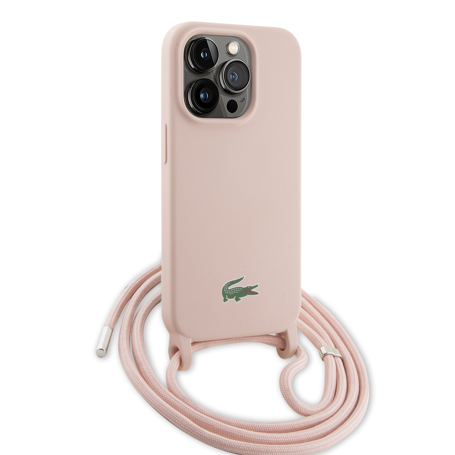 Foto 3 pulgar | Case Lacoste Cross Body Silicon Logo Classic Rosa Para Iphone 15 Promax