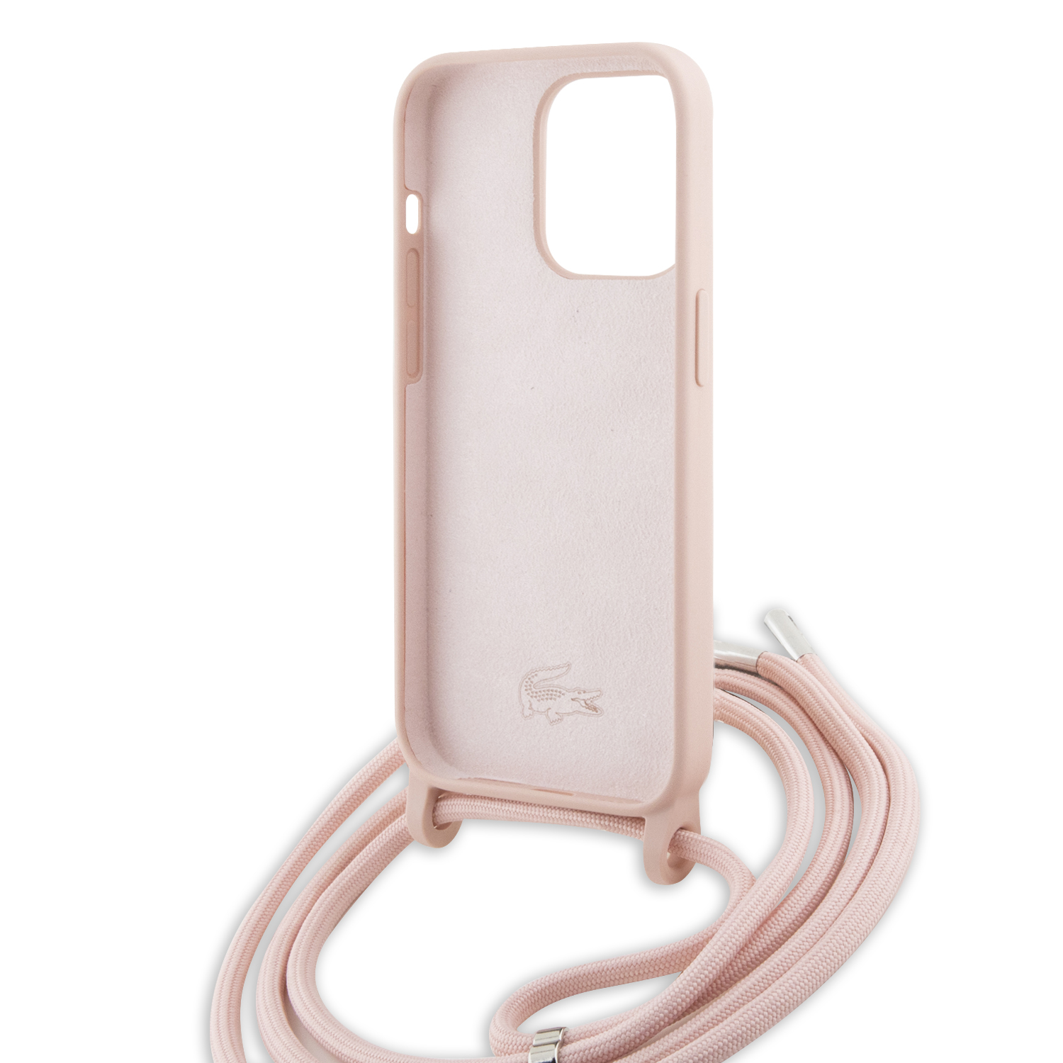 Foto 5 pulgar | Case Lacoste Cross Body Silicon Logo Classic Rosa Para Iphone 15 Promax