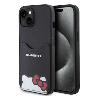 Foto 1 | Case Hello Kitty Con Tarjetero Tipo Piel Negra Para Iphone 15