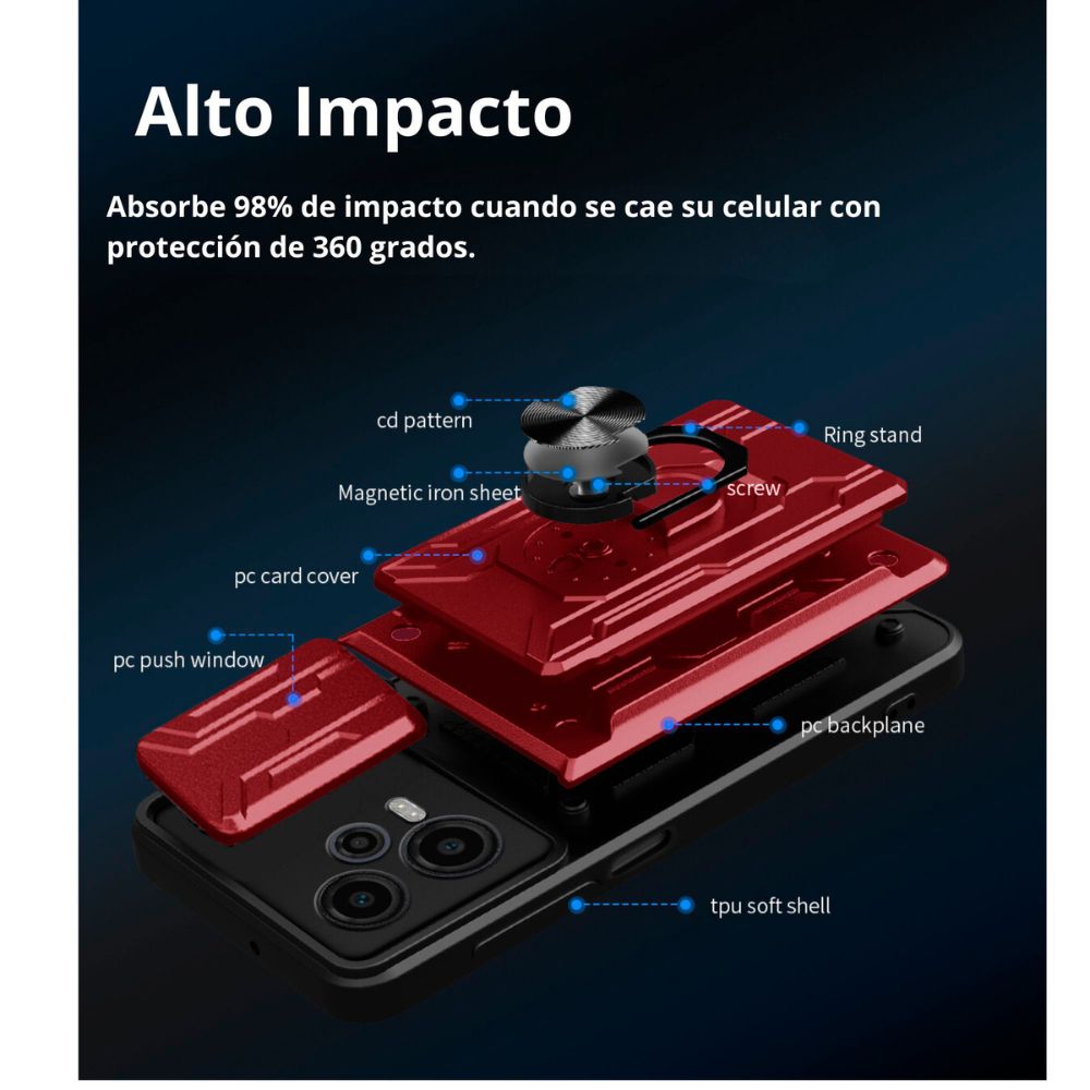Foto 5 pulgar | Funda con Tarjetero y Anillo Card Slot Bumper Atti para Moto G84