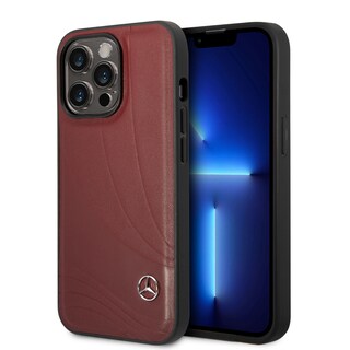 Foto 1 | Funda Mercedes Benz Piel Olas para IPhone 14 Pro Rojo