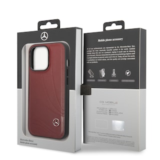 Foto 8 | Funda Mercedes Benz Piel Olas para IPhone 14 Pro Rojo