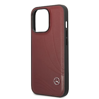 Foto 6 | Funda Mercedes Benz de Piel Diseño Olas para iPhone 14 Pro Max Rojo
