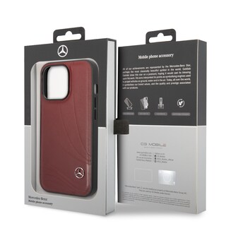 Foto 8 | Funda Mercedes Benz de Piel Diseño Olas para iPhone 14 Pro Max Rojo