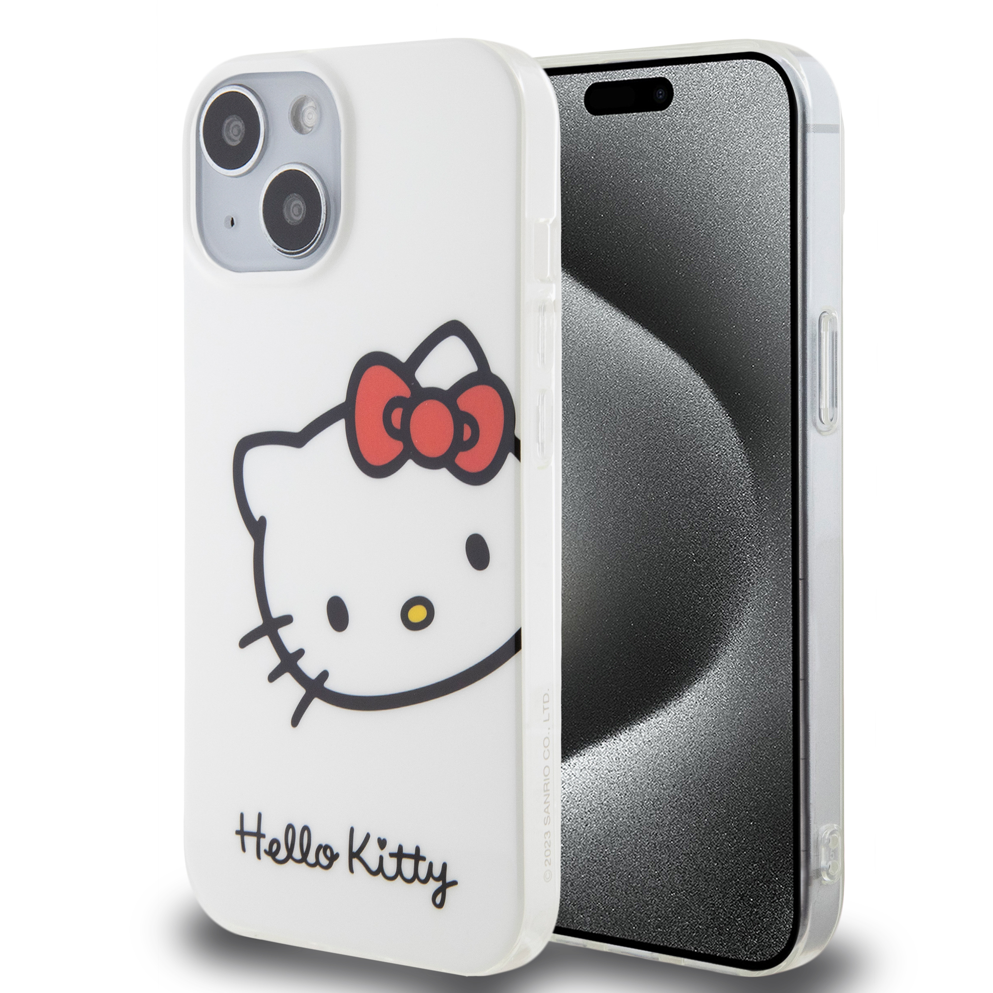 Foto 2 pulgar | Case Hello Kitty Printed Face Blanca para iPhone 15