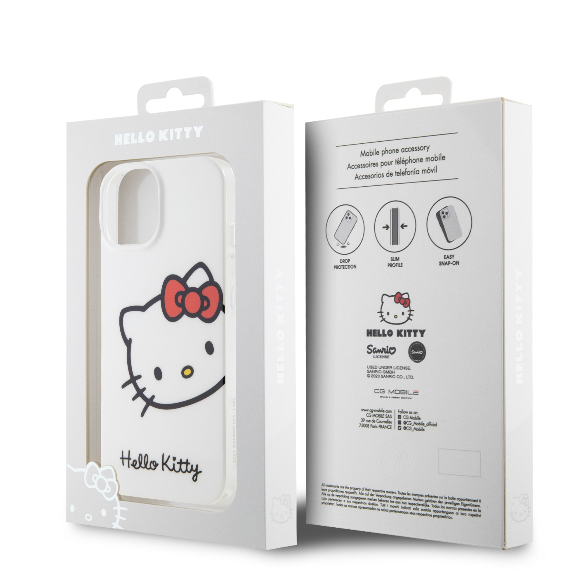 Foto 6 pulgar | Case Hello Kitty Printed Face Blanca para iPhone 15