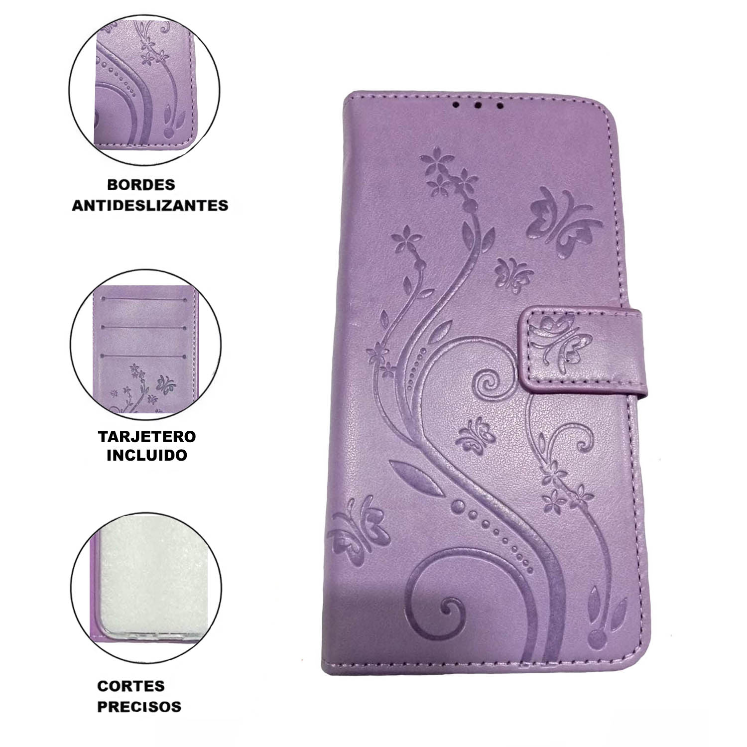 Foto 2 | Funda Fun Case para Celular Samsung A03 Tipo Cartera color Morado