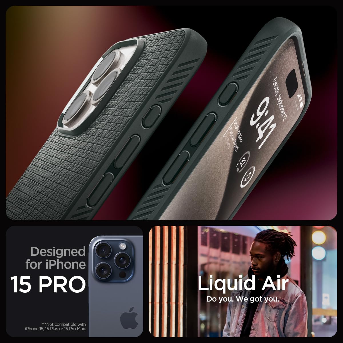Foto 3 pulgar | Venta Internacional - Funda Spigen Liquid Air Armor Diseñada para iPhone 15 Pro