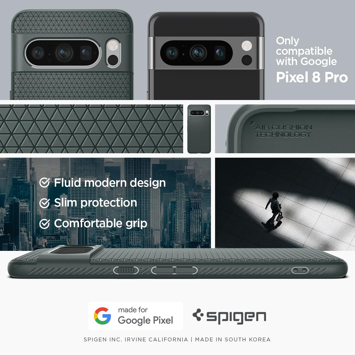 Foto 3 pulgar | Venta Internacional - Funda De Teléfono Spigen Liquid Air Armor Para Pixel 8 Pro - Abyss G