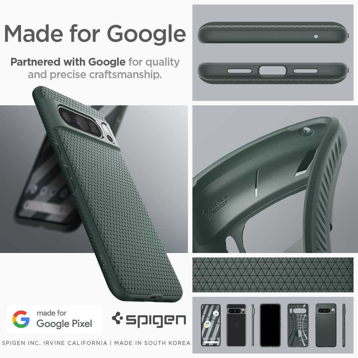 Foto 8 pulgar | Venta Internacional - Funda De Teléfono Spigen Liquid Air Armor Para Pixel 8 Pro - Abyss G
