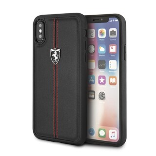 Foto 1 | Funda Piel Negra Ferrari Plata Iphone X