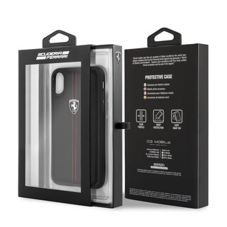 Foto 6 | Funda Piel Negra Ferrari Plata Iphone X