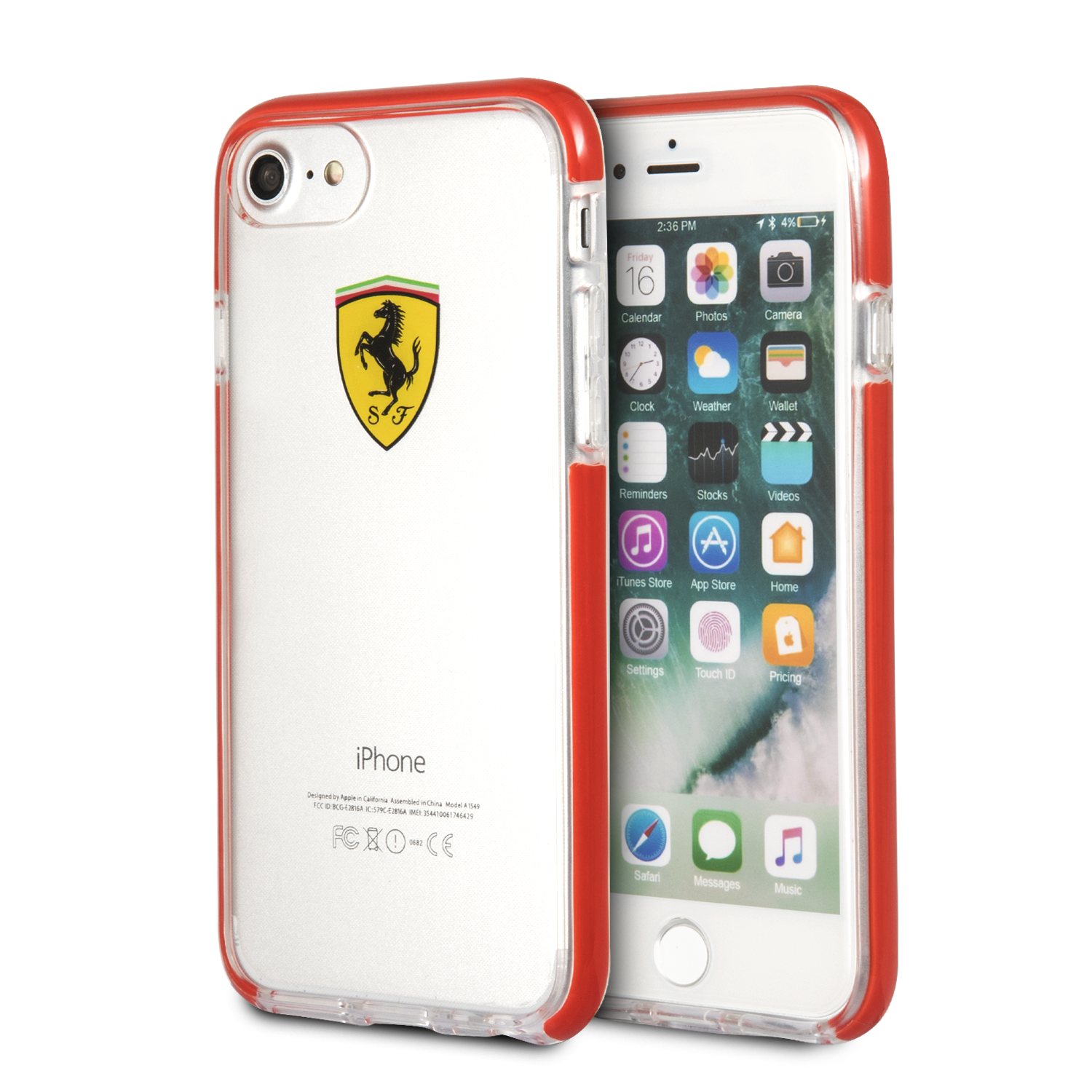 Foto 2 pulgar | Funda Cristal Y Rojo Ferrarpi Para Iphone 6,7,8