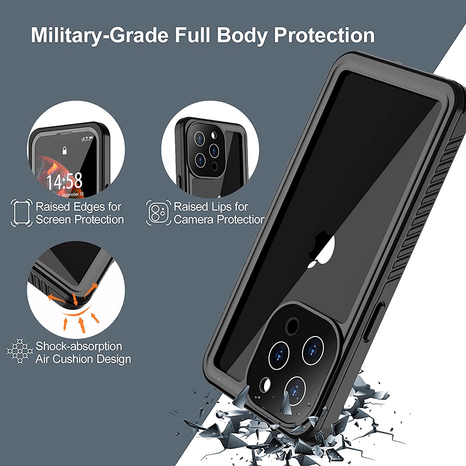 Foto 5 pulgar | Funda Para Iphone 13 Pro De 6.1 Pulgadas, Ip68, Resistente Al Agua Con Protección De 360° - Venta Internacional.