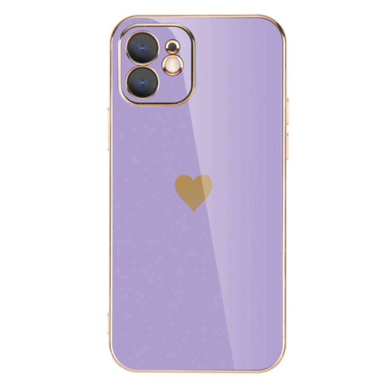 Foto 2 pulgar | Funda De Teléfono Con Forma De Corazón Para Iphone 11, Color Lila, Tpu, Semirrígida - Venta Internacional.