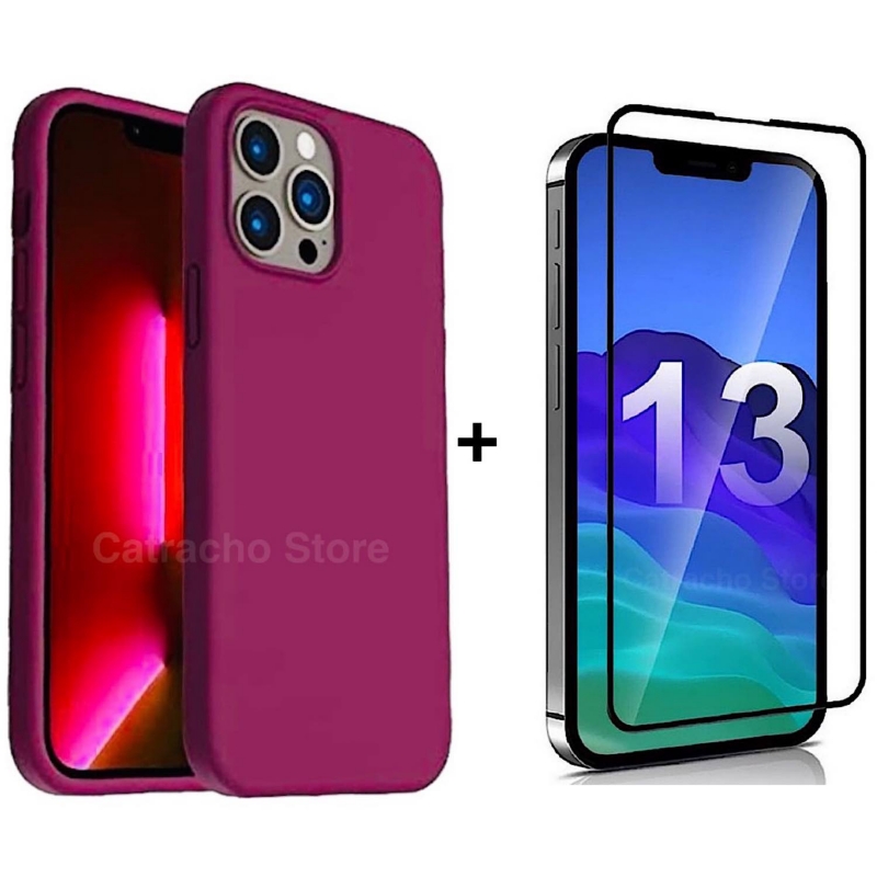 Foto 1 | Funda De Silicona Y Protector De Pantalla De Cristal Para Iphone 13 Pro, Color Rosa - Venta Internacional.