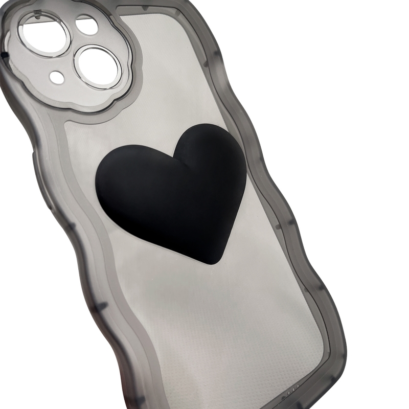 Foto 4 pulgar | Funda Para Iphone 13 Negra Con Colgante En Forma De Corazón - Venta Internacional.