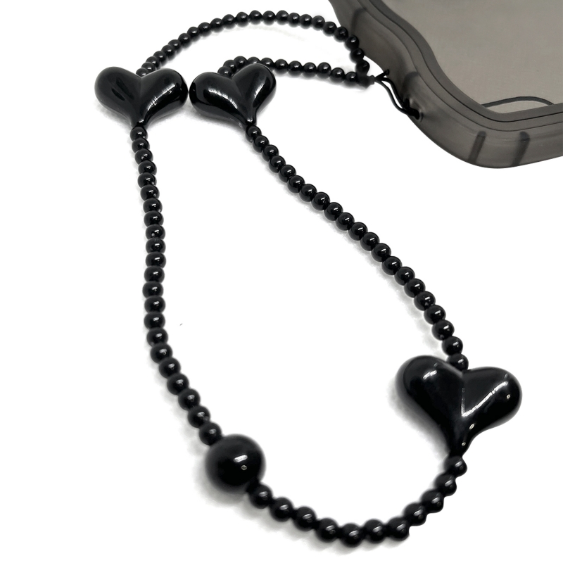 Foto 5 pulgar | Funda Para Iphone 13 Negra Con Colgante En Forma De Corazón - Venta Internacional.