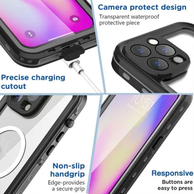 Foto 4 pulgar | Funda Blindada Impermeable Para Iphone 14 Pro Magsafe - Venta Internacional.
