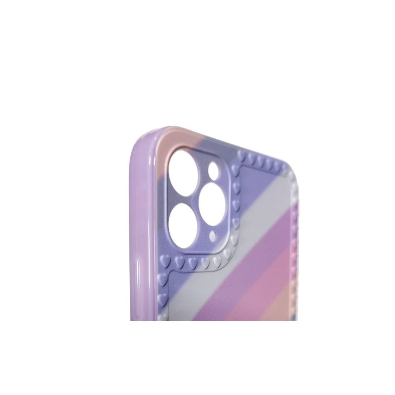 Foto 3 pulgar | Funda De Teléfono Con Forma De Corazón Para Iphone 11 Pro Max, Tpu, Borde Lila - Venta Internacional.