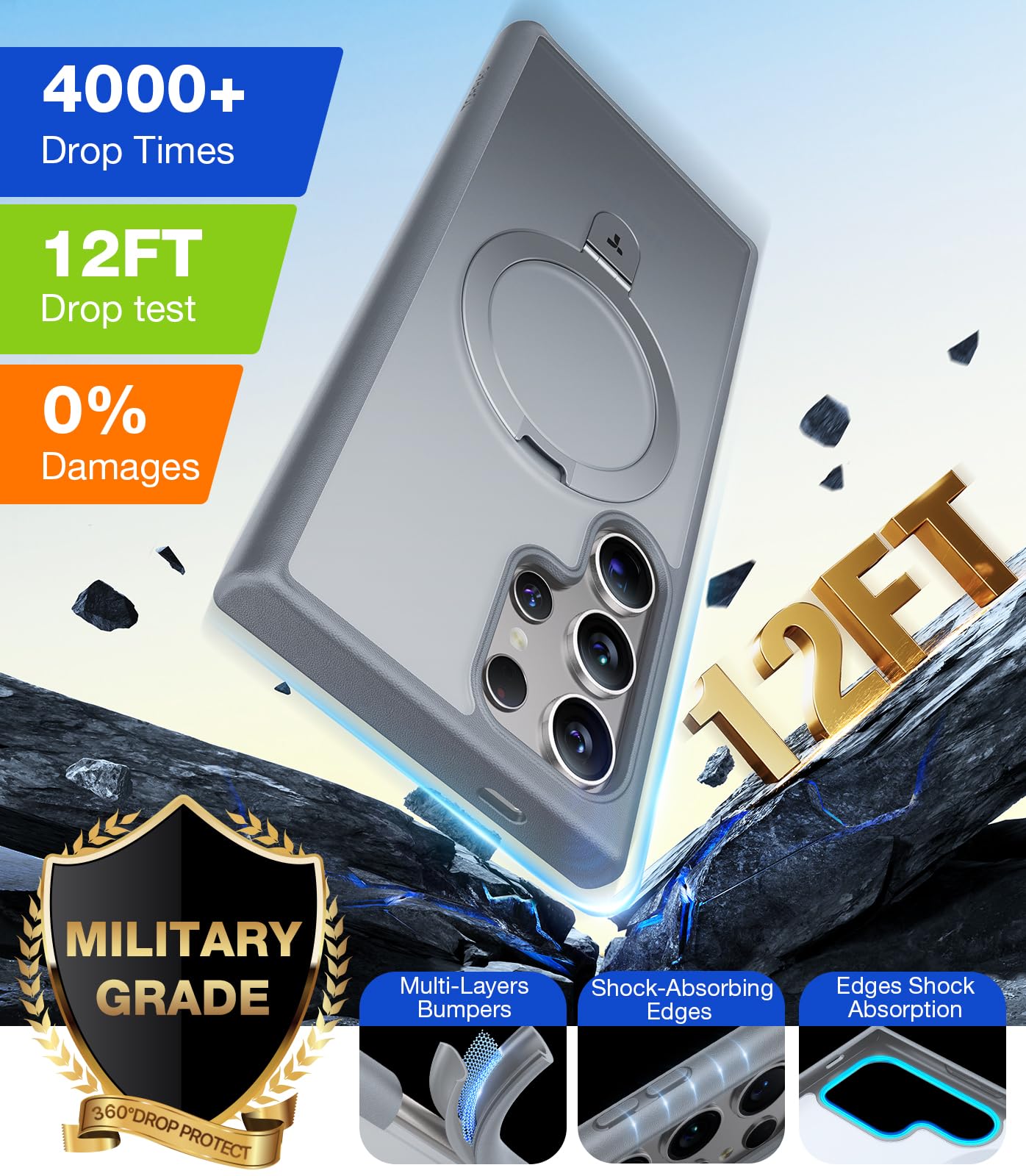 Foto 5 | Funda Para Teléfono Torras Magnetic Ostand Ring Con Soporte Para Samsung S24 Ultra - Venta Internacional.