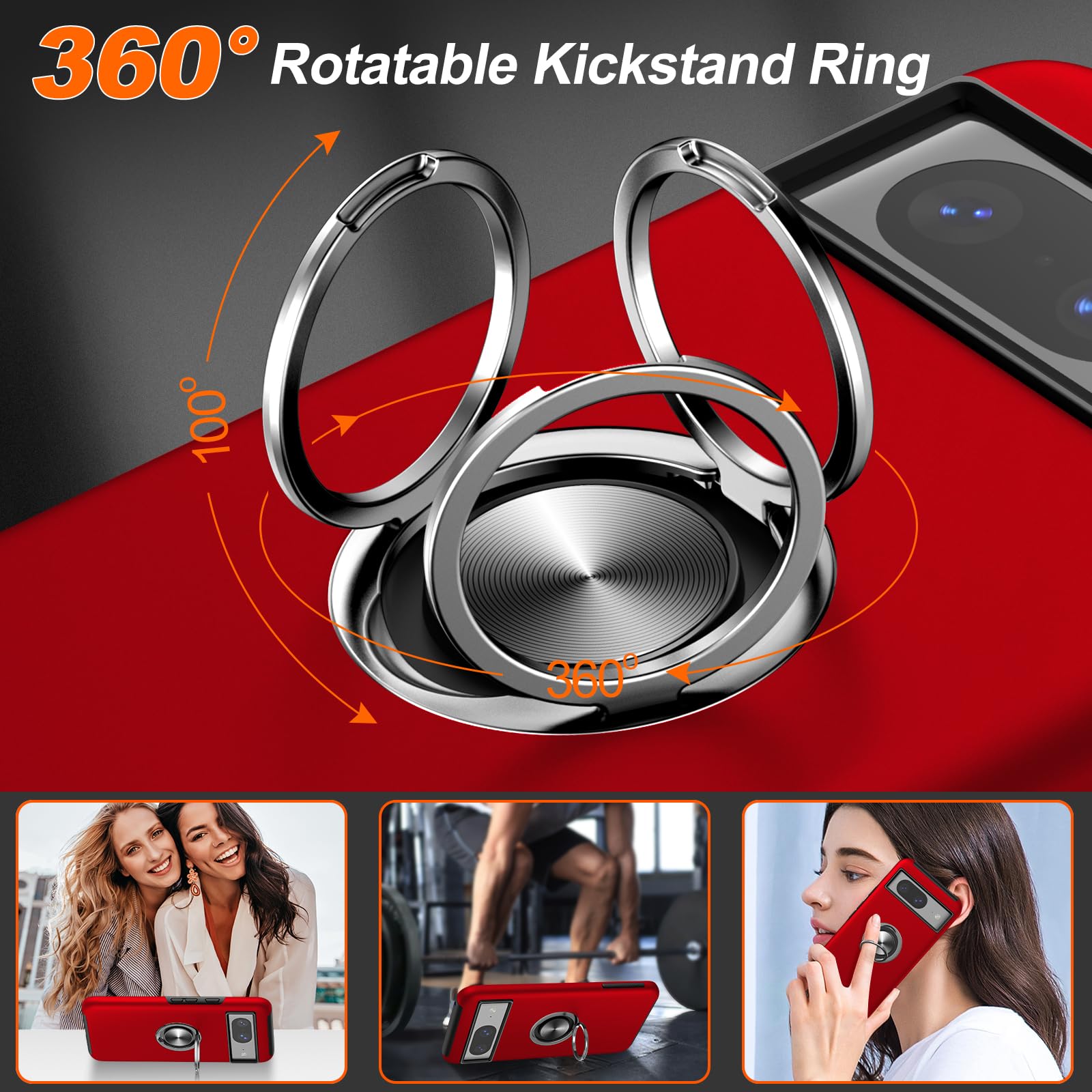 Foto 5 pulgar | Funda de Teléfono Jame para Google Pixel 8 con Soporte para Anillos - Venta Internacional
