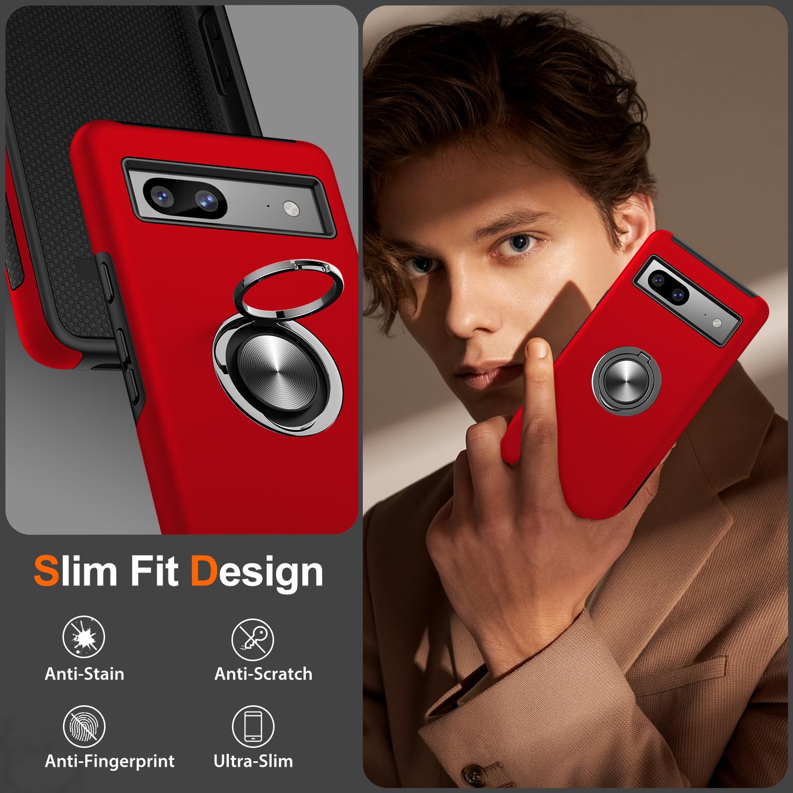 Foto 7 pulgar | Funda de Teléfono Jame para Google Pixel 8 con Soporte para Anillos - Venta Internacional