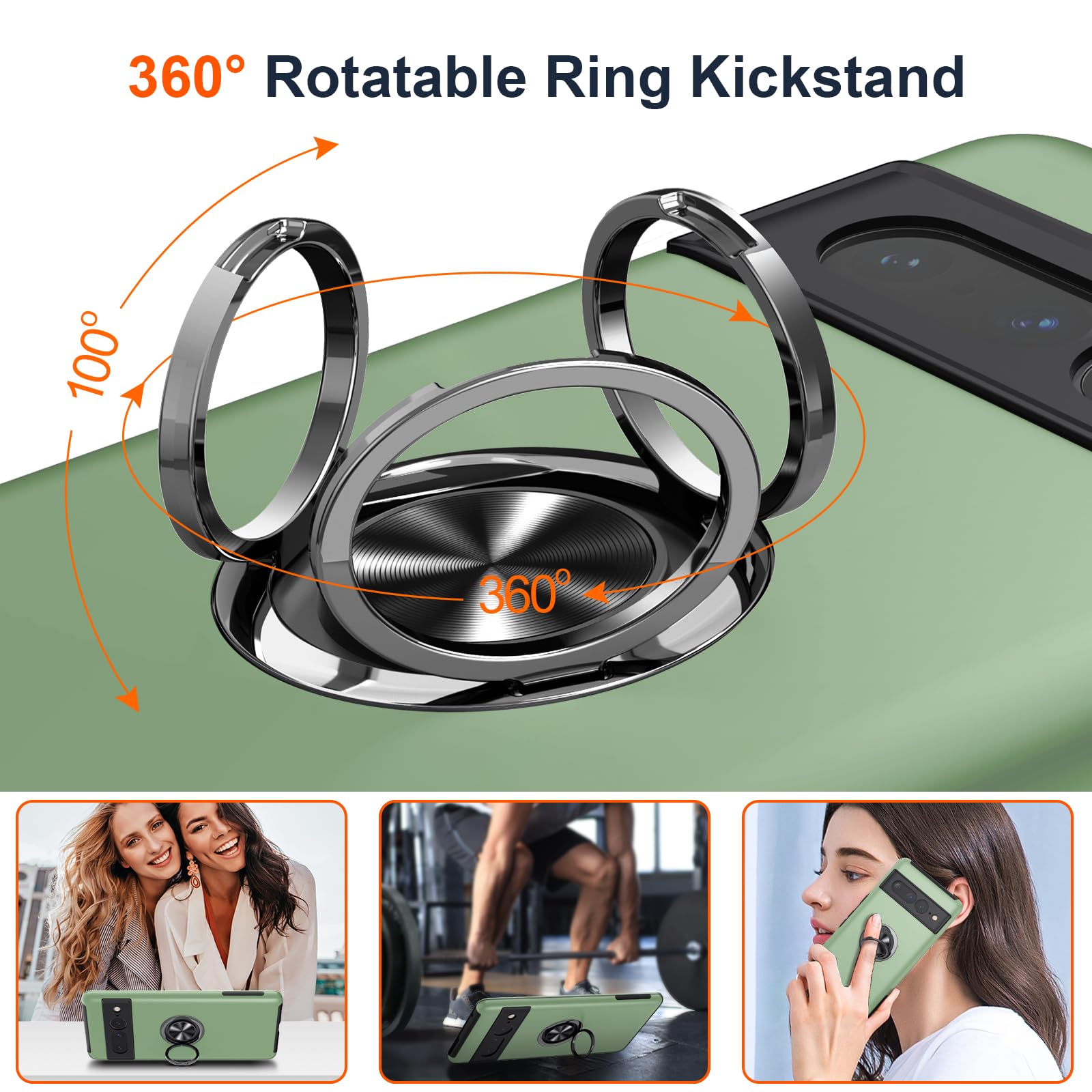 Foto 5 pulgar | Funda de Teléfono Jame para Google Pixel 7 Pro con Soporte Anular - Venta Internacional