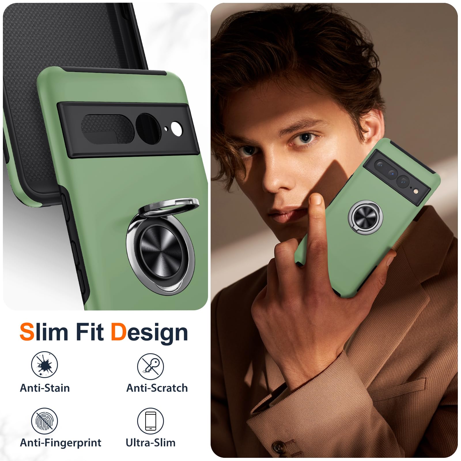 Foto 6 | Funda de Teléfono Jame para Google Pixel 7 Pro con Soporte Anular - Venta Internacional